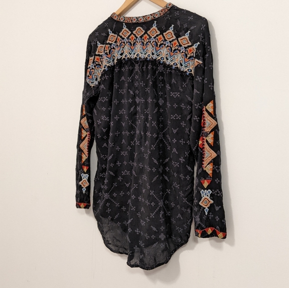 Johnny Was Embroidered Gina Long Sleeve Blouse Tunic Black M - Picture 12 of 15